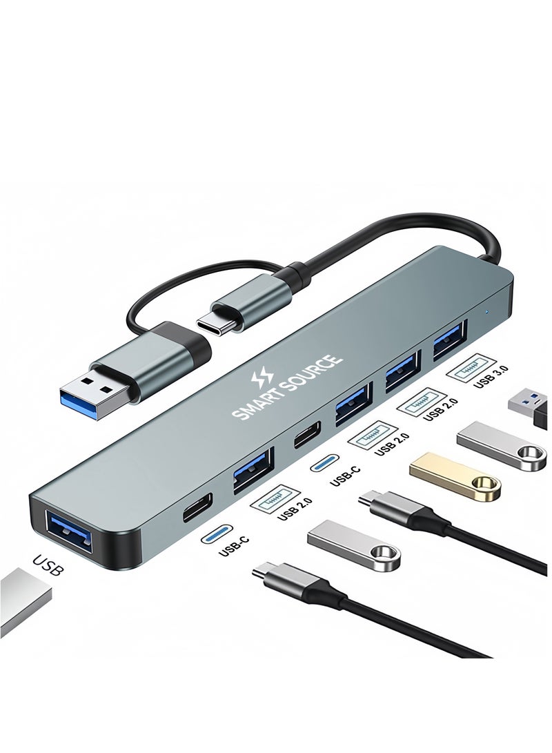 SMART SOURCE 7 in 1 USB C Hub with USB 3.0, USB 2.0 & 2X USB-C Ports – Multiport Adapter USB-C Hub, Compatible with MacBook, iPad Pro, Dell, HP, Lenovo, USB-C Laptops & Phones High-Speed Data Transfer USB Splitter - Image 1