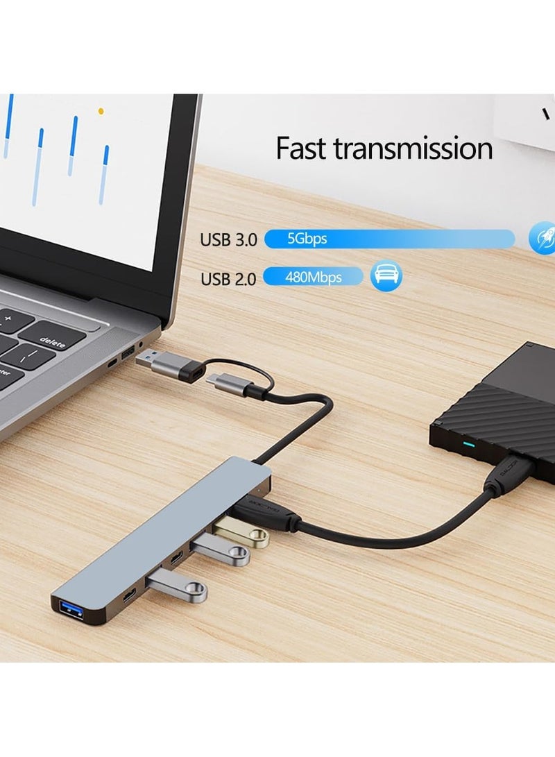 SMART SOURCE 7 in 1 USB C Hub with USB 3.0, USB 2.0 & 2X USB-C Ports – Multiport Adapter USB-C Hub, Compatible with MacBook, iPad Pro, Dell, HP, Lenovo, USB-C Laptops & Phones High-Speed Data Transfer USB Splitter - Image 3