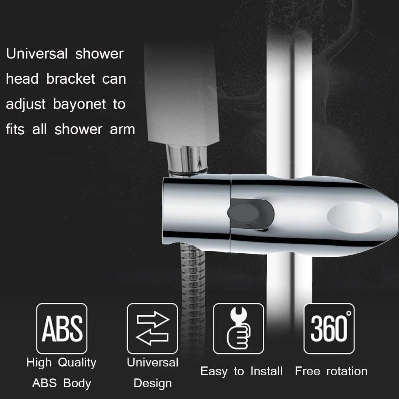 Shower Head Holder 4.8" Length Silver Chrome-Coated - Adjustable Angle Slide Clamp Shower Head Bracket for Bathroom Replacement Accessories Fit 18-25mm Round Shower Rods - Image 3