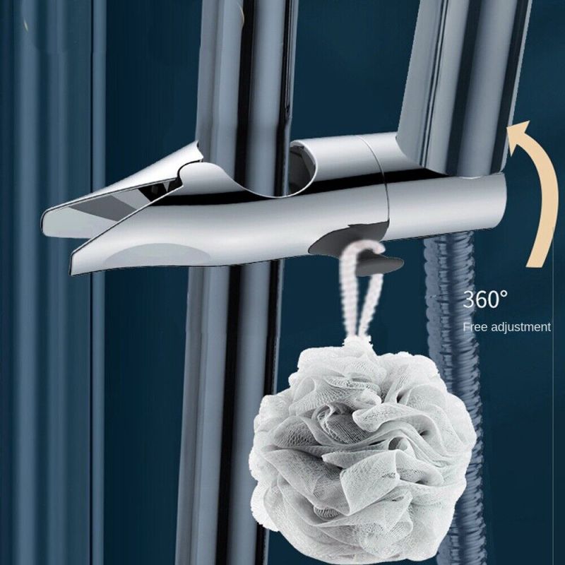 Shower Head Holder 4.8" Length Silver Chrome-Coated - Adjustable Angle Slide Clamp Shower Head Bracket for Bathroom Replacement Accessories Fit 18-25mm Round Shower Rods - Image 5