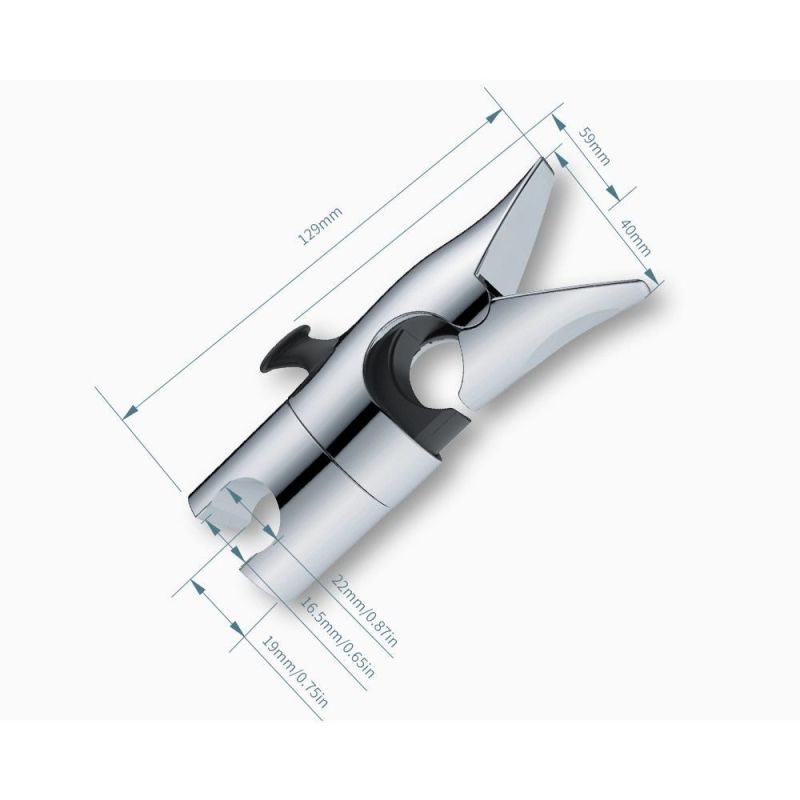Shower Head Holder 4.8" Length Silver Chrome-Coated - Adjustable Angle Slide Clamp Shower Head Bracket for Bathroom Replacement Accessories Fit 18-25mm Round Shower Rods - Image 2