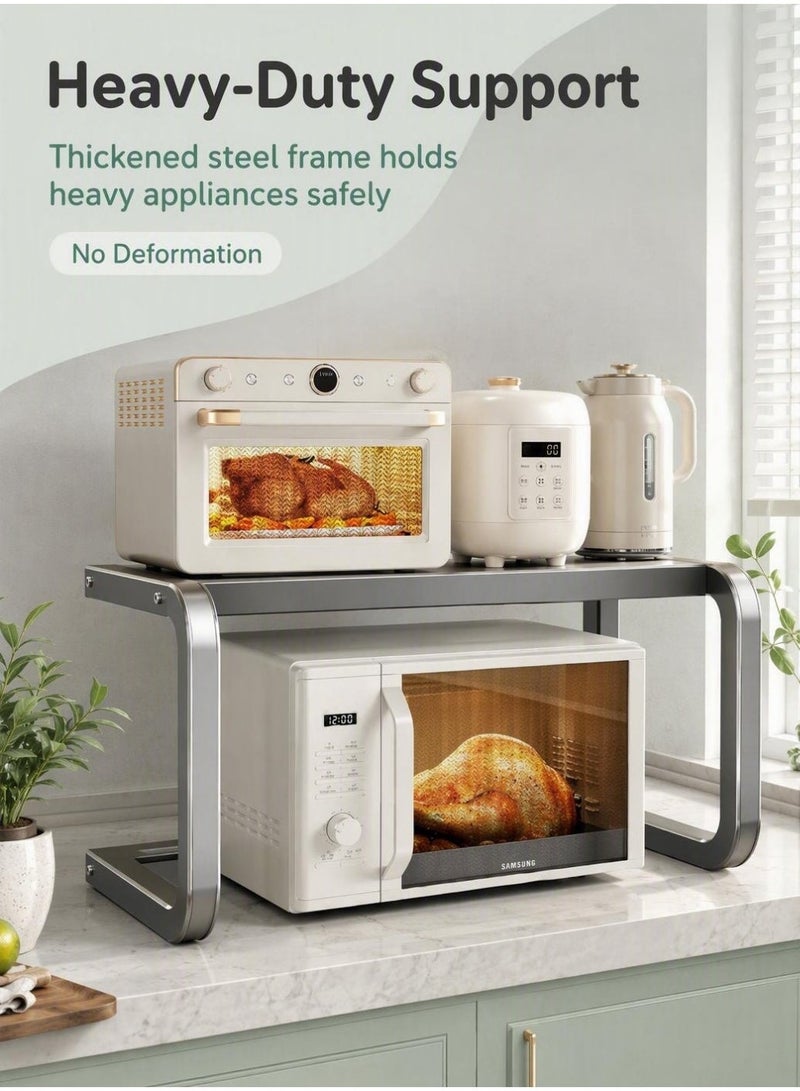 SKT Shiketro Microwave Oven Rack, Toaster Shelf for Kitchen Counter Top Organizer, 2 Tiers Space Saver Storage Oven Stand - Image 1
