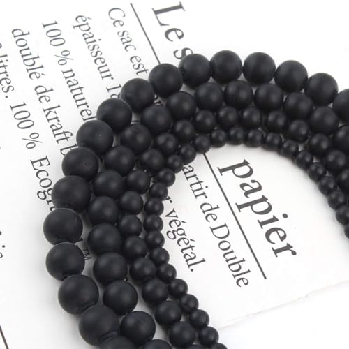 Yochus 60pcs Black Matte Onyx Agates Beads，6mm Healing Power Natural Stone Round Loose Beads for Jewelry Making Earring Necklace DIY Crafts - Image 5