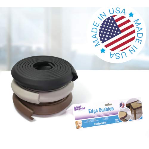 KidKusion Baby Proof Edge Cushion Protector  Made in USA  Foam Rubber Furniture and Fireplace Edge Guard Bumper  Black  12 Ft  Tape Included - Image 3