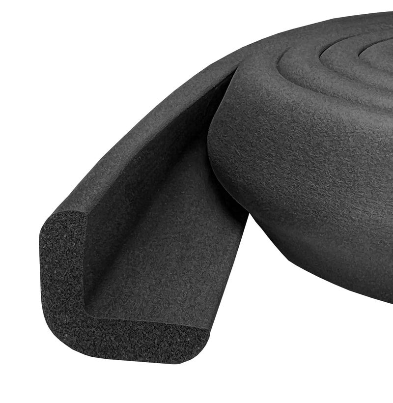 KidKusion Baby Proof Edge Cushion Protector  Made in USA  Foam Rubber Furniture and Fireplace Edge Guard Bumper  Black  12 Ft  Tape Included - Image 1