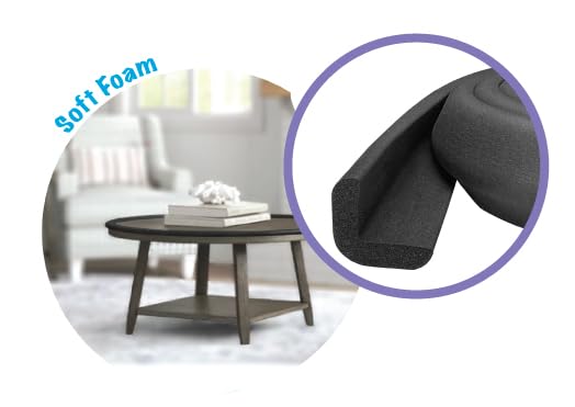 KidKusion Baby Proof Edge Cushion Protector  Made in USA  Foam Rubber Furniture and Fireplace Edge Guard Bumper  Black  12 Ft  Tape Included - Image 4