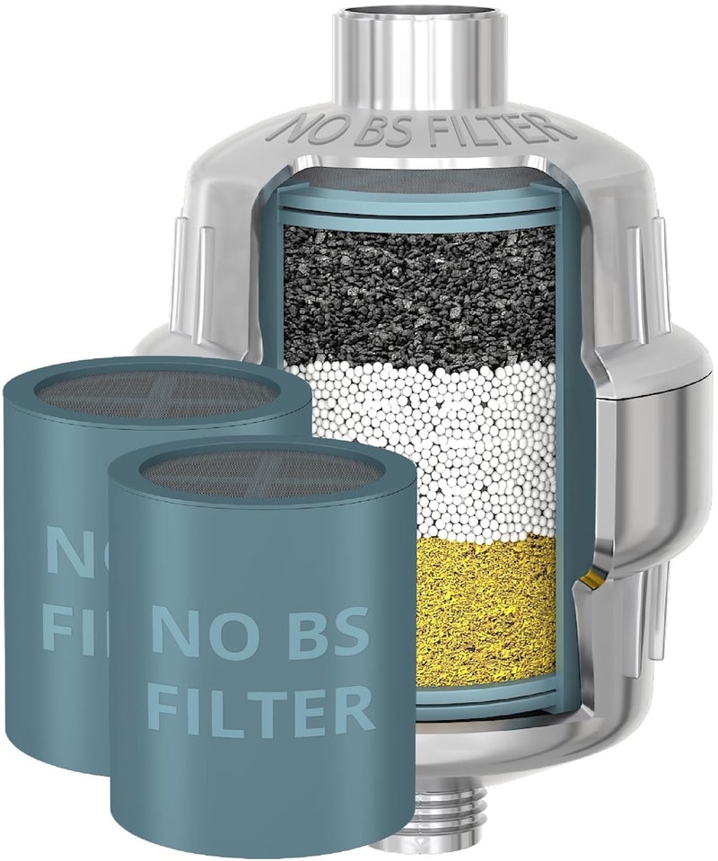 weAQUA Heavy Duty NO BS Shower Filter with Extra Replacement Cartridge â€“ 99% Removal for Hard Water, Chlorine, Fluoride, Heavy Metals, Micro-Life, Organics and More (Chrome) - Image 1