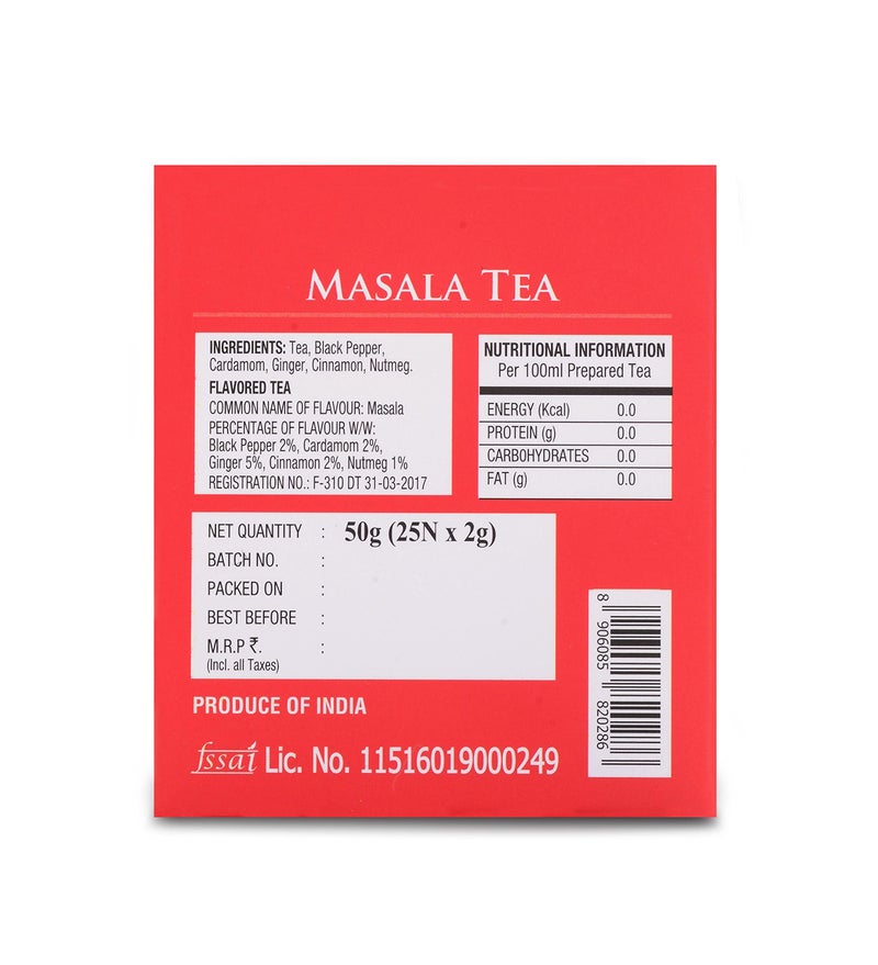 Old Harbor Masala Chai Tea Bags 100% Natural | Black CTC Tea, Black Pepper, Cardamom, Ginger, Cinnamon, & Nutmeg | ( 25 Tea Bags,50 gm)|Staple-Free - Image 4