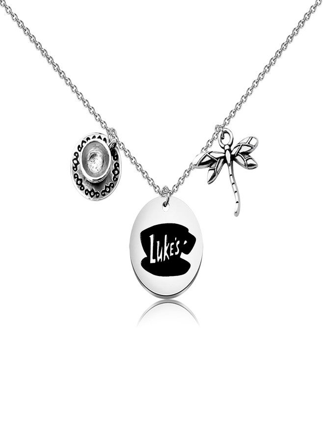MAOFAED Tv Show Inspired Necklace, Coffee Shop Gift Star Hollow Gift Where You Lead I Will Follow Dragonfly INN Gift (ggirl Necklace) - Image 1