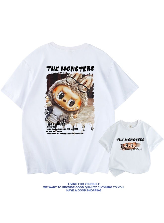 لابوبو تي شيرت قصير الأكمام للثنائي من لاتابوبو، قميص قطن مريح وعملي، تصميم كرتوني لطيف للأزياء العصرية.