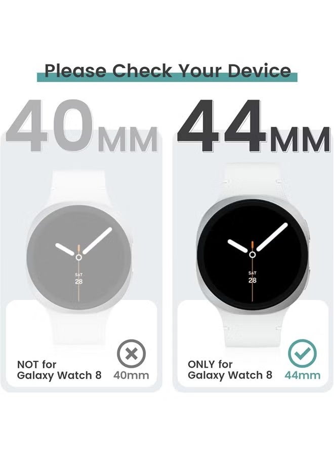 Samsung Galaxy Watch 8 Screen Protector Case 44mm Accessories, Protective Face Cover, Hard Bumper Built-in Tempered Glass Film - Image 2