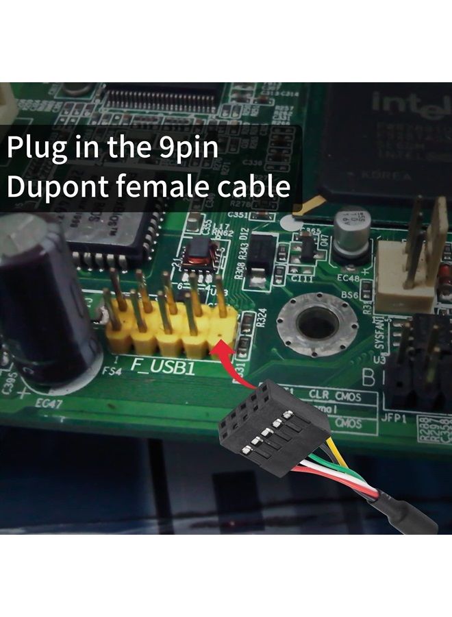 Duttek USB Header to USB Cable,Motherboard USB 2.0 Adapter Cable, USB 2.0 Type A Female to Dupont 9 Pin Female Header Motherboard Cable Cord (2-Pack 0.1M) - Image 4