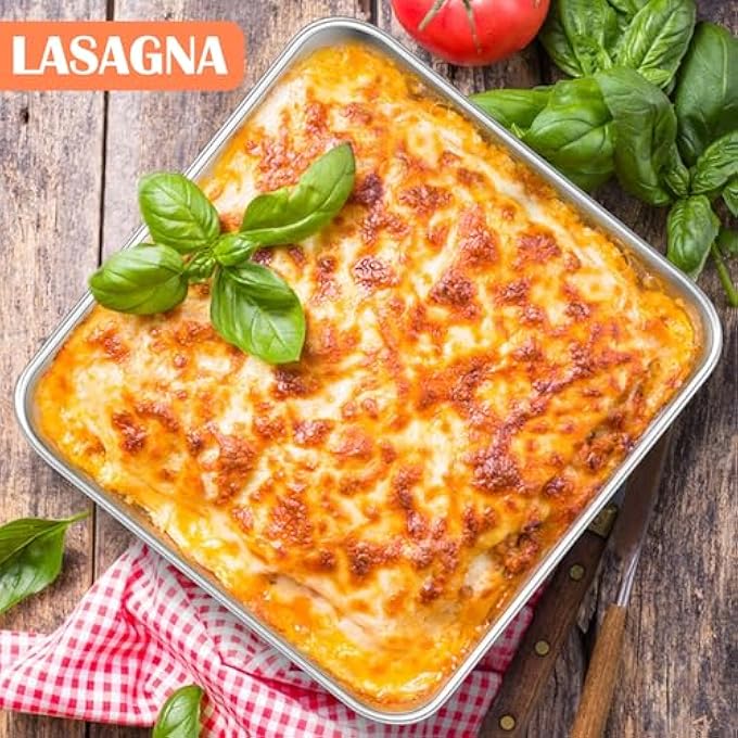 rayihni 9X9 Inch Square Cake Pans Set Of 2 Stainless Steel Baking Pan For Lasagna Brownies Casseroles Silver Square Bakeware For Oven Cooking NonToxic  Rust Free Dishwasher Safe 2 Inch Deep - Image 4