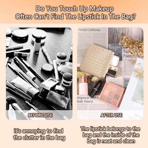 BUSOHA حقيبة مكياج صغيرة 4 قطع من بوسوها، حقائب تجميل محمولة صغيرة للنساء، محفظة عملات منسوجة، منظم لوازم المكياج، حقيبة تخزين صغيرة للسفر - Image 5