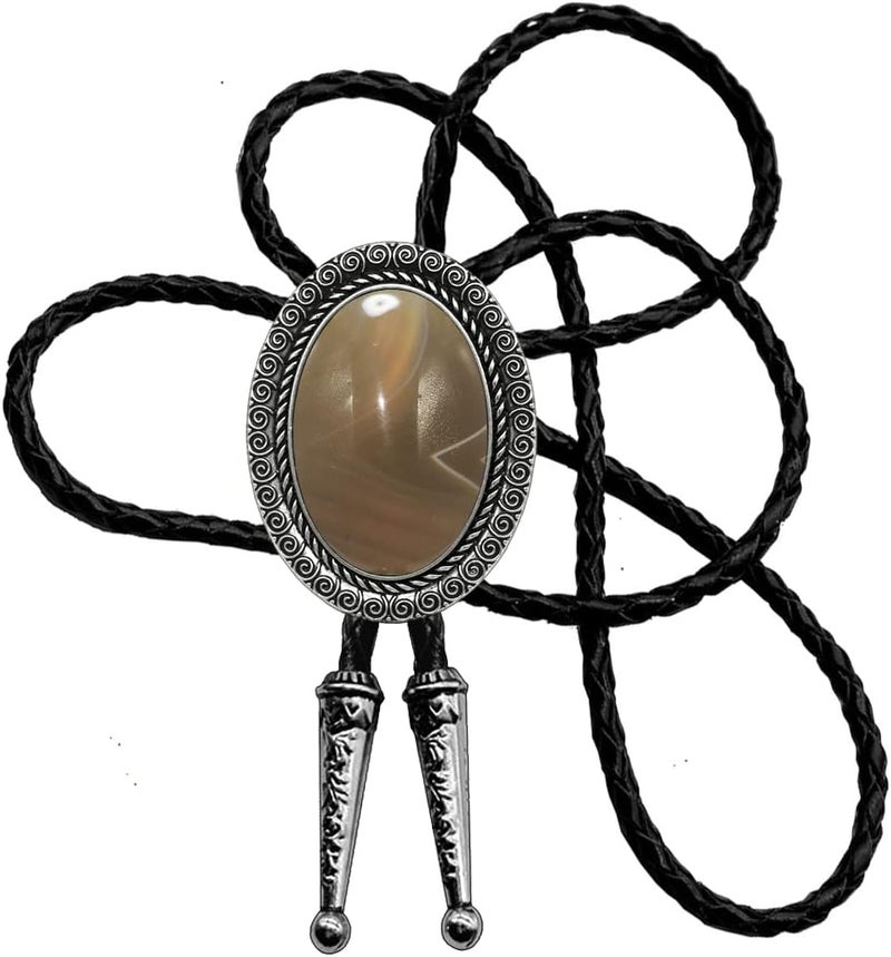 Moranse Bolo Tie With Emerald Blue and Black or More Colors Stone Celtic Style Genuine and Cowhide Rope - Image 1