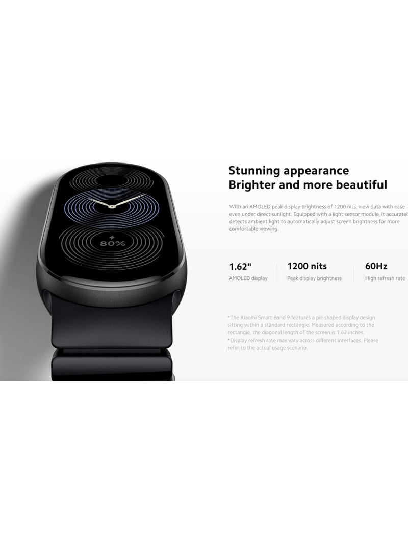REBENUO - hour Smart Band 9 Midnight 1.62'' AMOLED display  Touchscreen Multisport Tracker Activity Tracker Heart Rate Monitor  Bluetooth connectivity Latest version(Black) - Image 1