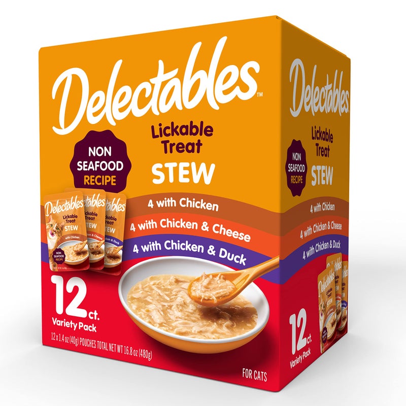 Hartz Delectables Non-Seafood Stew Lickable Wet Cat Treats, Variety Pack, 1.4 Ounce (Pack of 12) - Image 1