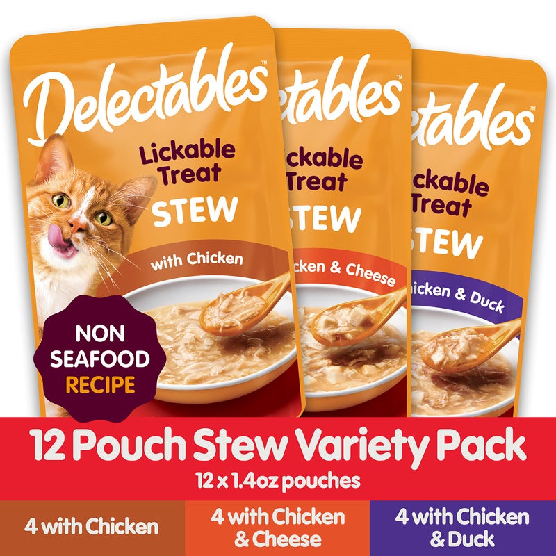 Hartz Delectables Non-Seafood Stew Lickable Wet Cat Treats, Variety Pack, 1.4 Ounce (Pack of 12) - Image 3