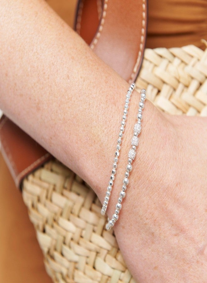 Silpada 'Charlotte' Sterling Silver Stretch Bracelet, 6.75" (3mm) - Image 4