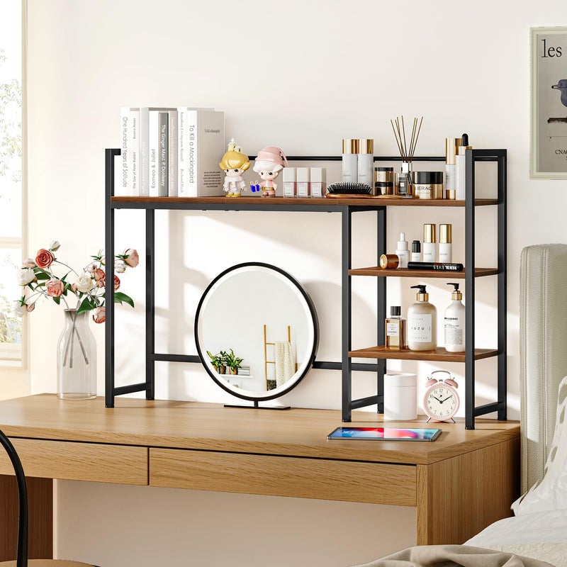 Snughome Desk Shelf, 44.9" Large Desktop Organizer Shelf, Desk Hutch for Computer Monitor, 4 Tier Desk Top Display Rack, Wood Desktop Bookshelf Storage Rack for Home Office Dorm - Image 5