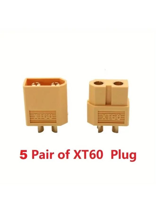 5 أزواج XT60 من الوصلات الرصاصية الذكور والإناث مع كابل سلك سيليكون 12AWG لبطارية RC - Image 1