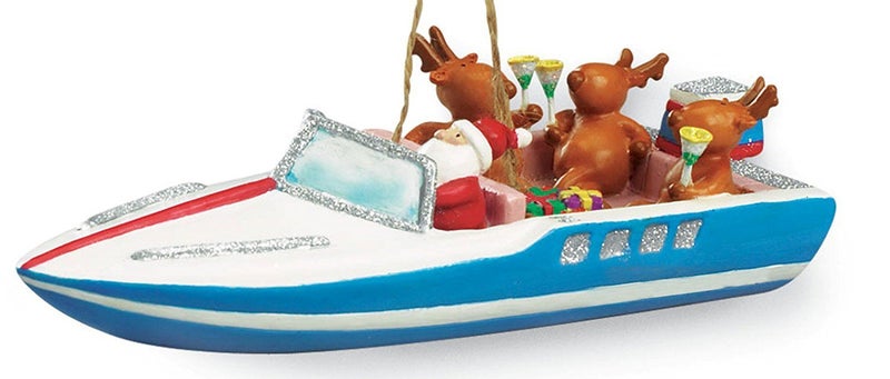 Cape Shore SS Santa and Reindeer Party Boat Christmas Ornament