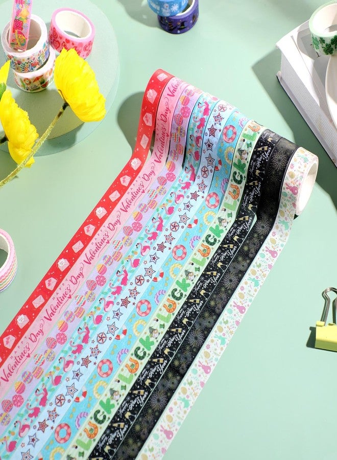 TaoBary 33 Rolls Holiday Plaid Washi Tape, 15 mm Seasonal Washi Tape Set Bohemian Colorful Vintage Cute for Card Wrapping Craft(Festive Style) - Image 4