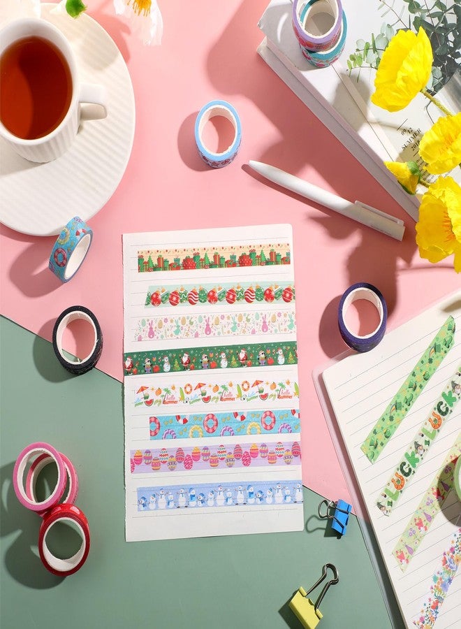 TaoBary 33 Rolls Holiday Plaid Washi Tape, 15 mm Seasonal Washi Tape Set Bohemian Colorful Vintage Cute for Card Wrapping Craft(Festive Style) - Image 5