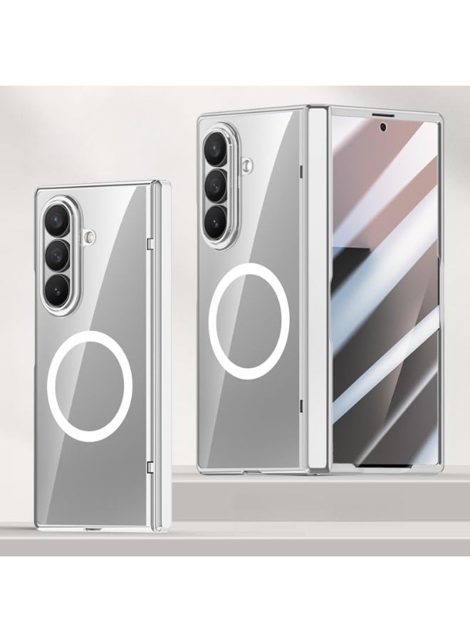 عام غطاء شفاف متوافق مع سامسونج جالكسي زد فولد 7، مزود بفيلم مقوى عالي الوضوح مع شحن لاسلكي، غطاء مغناطيسي كامل بمفصلة مضادة للسقوط. - Image 1