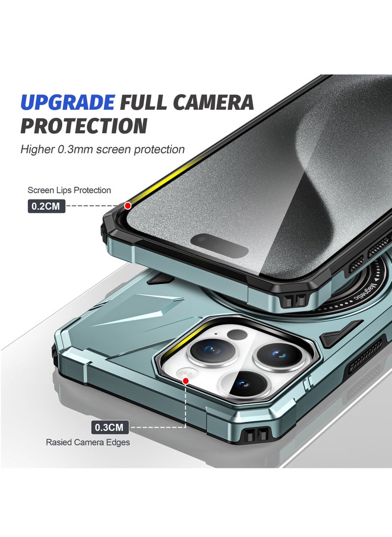 Color Fans - For iPhone 15 Pro Max Case 6.7 inch Anti-fall TPU+PC Phone Cover with Metal Bracket Green - Image 1