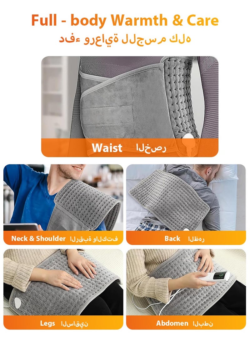 ديبتر حزام تدفئة خصر كهربائي متعدد الوظائف، وسادة تدفئة الخصر متعددة الوظائف لآلام الظهر والتشنجات، وسادة تدفئة كهربائية سريعة مع وحدة تحكم LCD، 9 مستويات تدفئة، 4 تروس توقيت، ناعمة الملمس وقابلة للغسل في الغسالة 12 بوصة × 50 بوصة  - Image 2