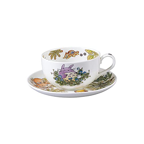 Noritake T97285A/4660-1 My Neighbor Totoro Milk Tea Cup & Saucer, 11.8 fl oz (325 cc), Large Dog Fuguri, Microwave Safe, 1 Guest, Bone China - Image 1