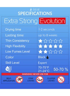 Stacy Lash Extra Strong Evolution Eyelash Extension Glue Stacy Lash (0.34 Fl.Oz 10 Ml) 12 Sec Dry Retention 8 Weeks Professional Supplies Black Adhesive  - Image 3