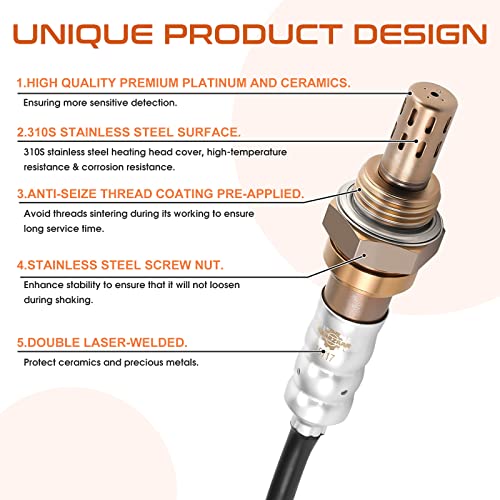 ACAUTO 4Pcs 15717 Oxygen O2 Sensor Upstream Downstream Fit for Ford F-150 F250 F350 Ranger Escape Explorer Mustang Foucs Expedition Mazda Lincoln Jaguar Mercury Aston Martin 15716 15718 - Image 3