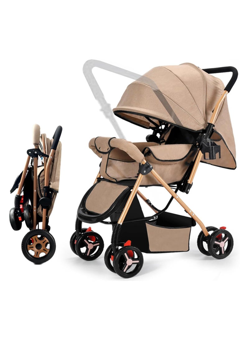 انفلكس عربة أطفال خفيفة الوزن ثنائية الاتجاه، عربة سفر قابلة للطي بنقرة واحدة مع مقبض قابل للعكس، نظام امتصاص الصدمات، فرامل قوية، مقعد عريض للغاية، خفيفة الوزن - Image 1