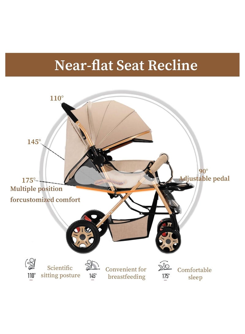 انفلكس عربة أطفال خفيفة الوزن ثنائية الاتجاه، عربة سفر قابلة للطي بنقرة واحدة مع مقبض قابل للعكس، نظام امتصاص الصدمات، فرامل قوية، مقعد عريض للغاية، خفيفة الوزن - Image 2