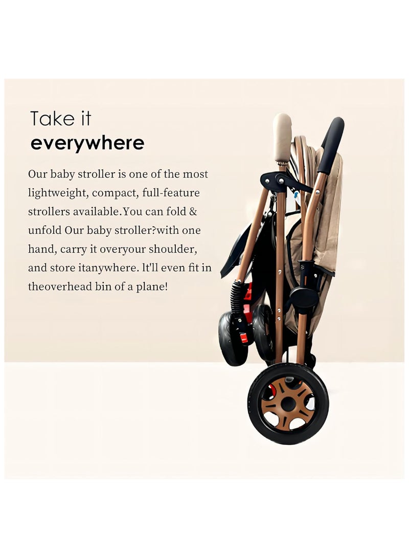 انفلكس عربة أطفال خفيفة الوزن ثنائية الاتجاه، عربة سفر قابلة للطي بنقرة واحدة مع مقبض قابل للعكس، نظام امتصاص الصدمات، فرامل قوية، مقعد عريض للغاية، خفيفة الوزن - Image 3