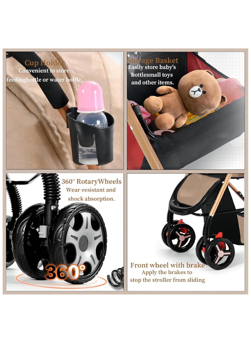 انفلكس عربة أطفال خفيفة الوزن ثنائية الاتجاه، عربة سفر قابلة للطي بنقرة واحدة مع مقبض قابل للعكس، نظام امتصاص الصدمات، فرامل قوية، مقعد عريض للغاية، خفيفة الوزن - Image 4