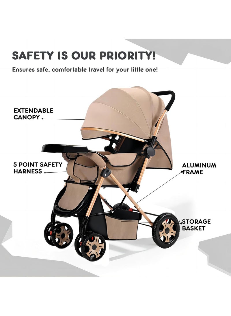 انفلكس عربة أطفال خفيفة الوزن ثنائية الاتجاه، عربة سفر قابلة للطي بنقرة واحدة مع مقبض قابل للعكس، نظام امتصاص الصدمات، فرامل قوية، مقعد عريض للغاية، خفيفة الوزن - Image 5