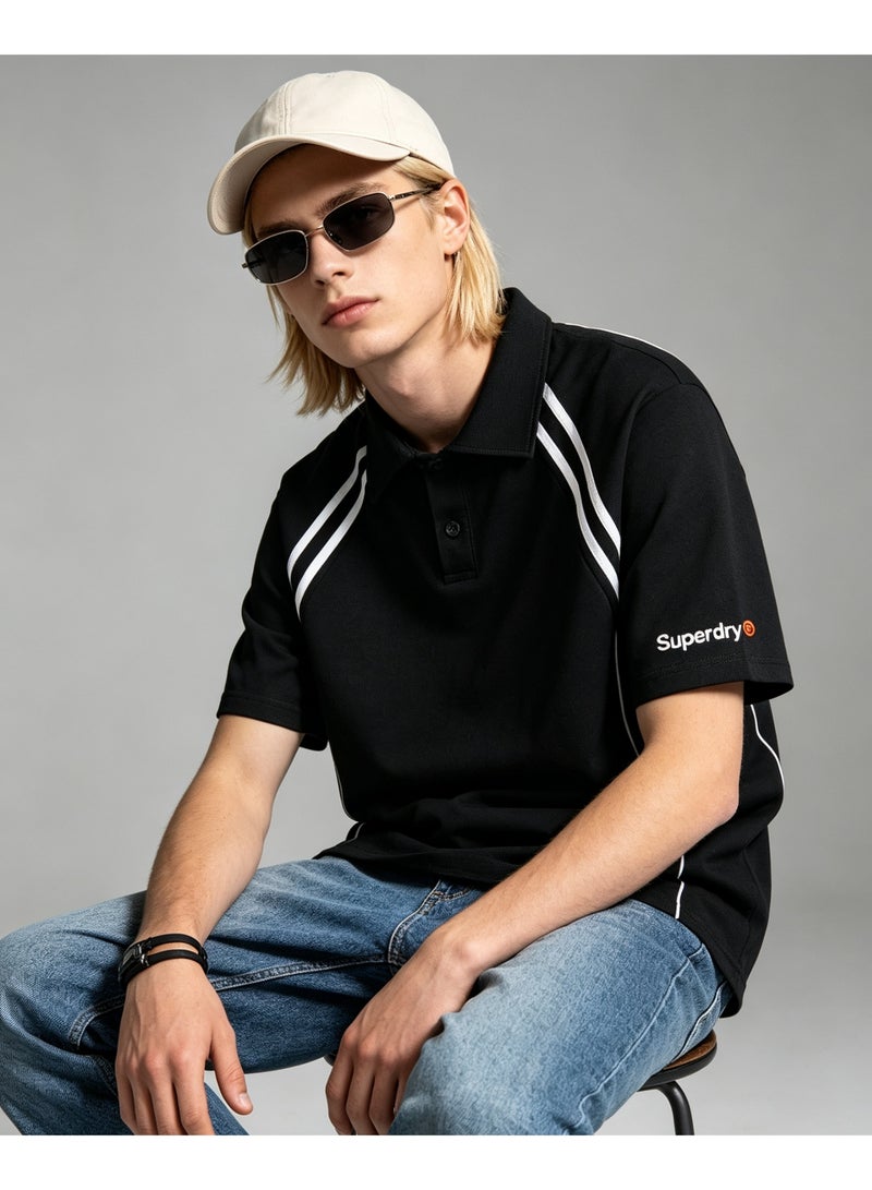 سوبر دراي Superdry Shoulder-inserted parallel bars short-sleeved Polo men's and women's summer beaded cotton sports casual tops - Image 1