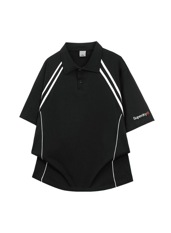 سوبر دراي Superdry Shoulder-inserted parallel bars short-sleeved Polo men's and women's summer beaded cotton sports casual tops - Image 3
