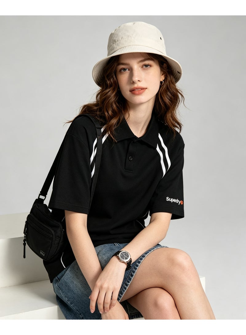سوبر دراي Superdry Shoulder-inserted parallel bars short-sleeved Polo men's and women's summer beaded cotton sports casual tops - Image 2