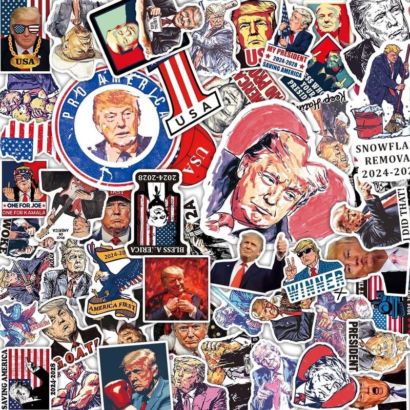 Amazefull 100 Pack President Stickers, American Graphic Picture Decal for Laptop, Phone, Vehicle, Water Bottle - Image 1