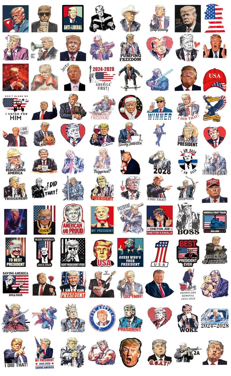 Amazefull 100 Pack President Stickers, American Graphic Picture Decal for Laptop, Phone, Vehicle, Water Bottle - Image 2
