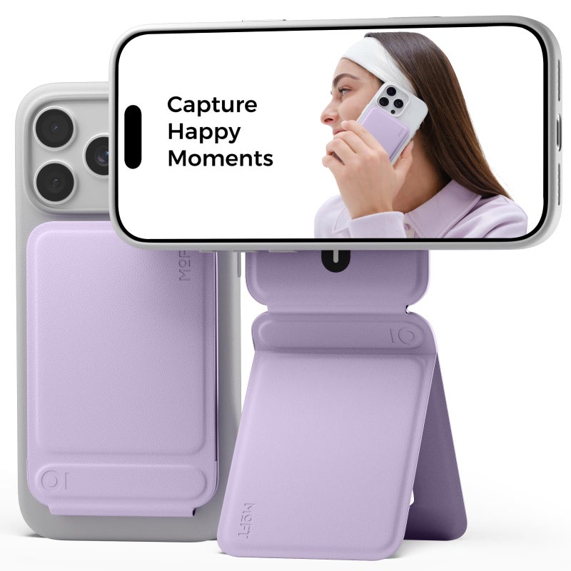 MOFT Phone Tripod Stand Selfie Stick for iPhone MultiAngles iPhone Stand Lightweight Portable Phone Holder Strong Magnets MOVAS Vegan Leather Travel Essentials Peony Without Card Slot - Image 2