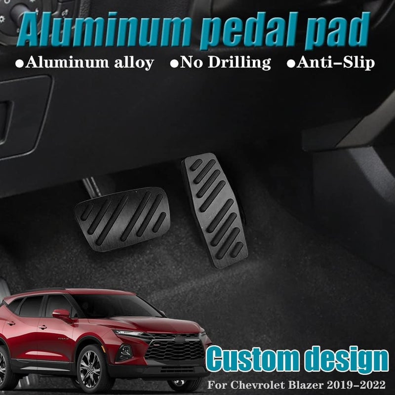 LEXLEY 2PCS Anti-Slip Aluminum Brake Gas Pedal Pads,Auto No Drilling Accelerator Pedal Covers for Chevrolet Chevy Blazer 2019 2020 2021 2022 2023 2024 2025-BLACK - Image 2