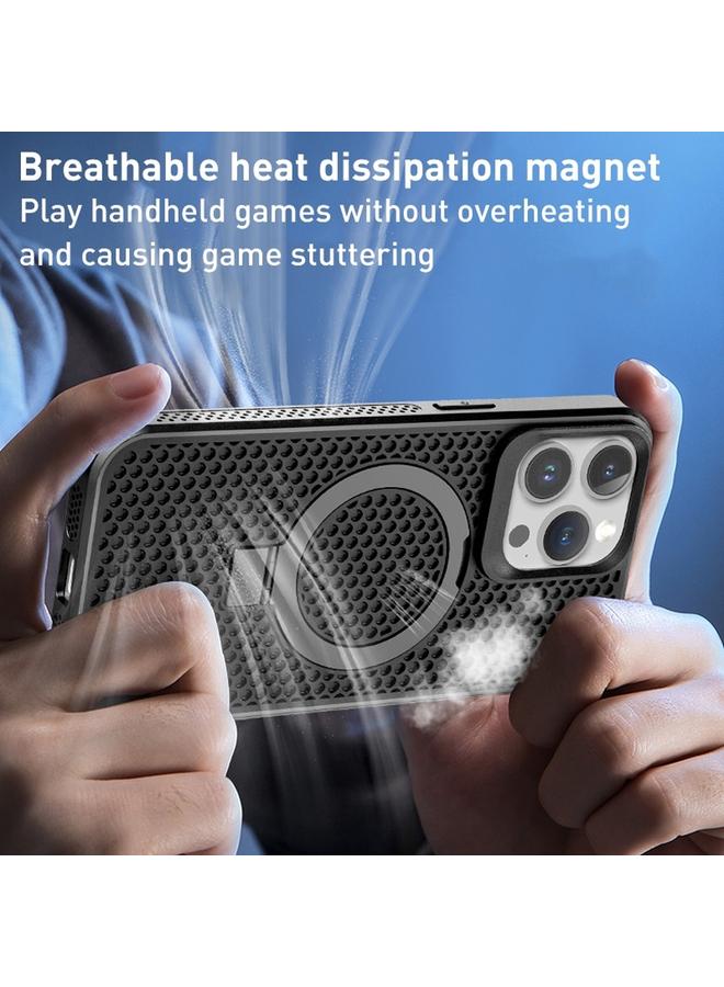 اس-توب جراب لهاتف iPhone 12/12 Pro Skin Feel PC+TPU Cooling Magnetic Magsafe Phone Case with Stand - Image 4