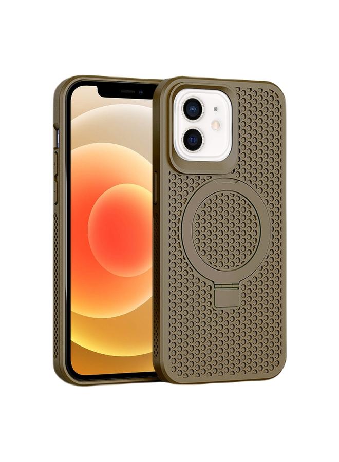 اس-توب جراب لهاتف iPhone 12/12 Pro Skin Feel PC+TPU Cooling Magnetic Magsafe Phone Case with Stand - Image 1