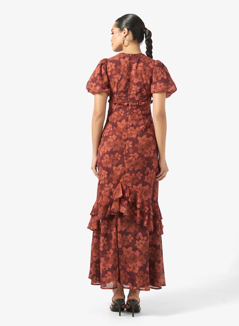 Anaya With Love Puff Sleeve Empire Waist Ruffle Maxi Dress - Image 2