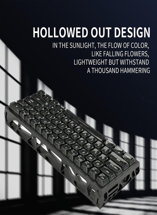 kutethy KY60 Hollow Aluminum Shell Custom Mechanical Keyboard Case Supports Mad60 Wooting60 (Black) - Image 3